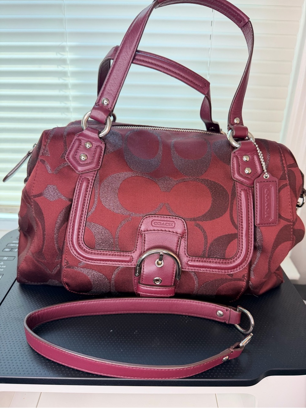 Coach Signature Satchel in Burgundy and Deep Red - Picture 12 of 15